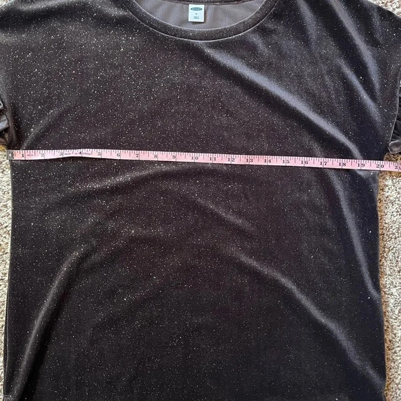Old Navy Velvet Short Ruffle Sleeve Top Sparkle Womens Medium Gray Stretchy - Picture 5 of 6